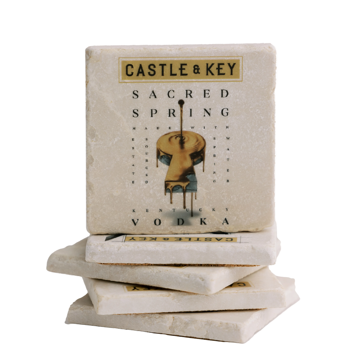 Castle & Key Sacred Spring Vodka Ceramic Coaster
