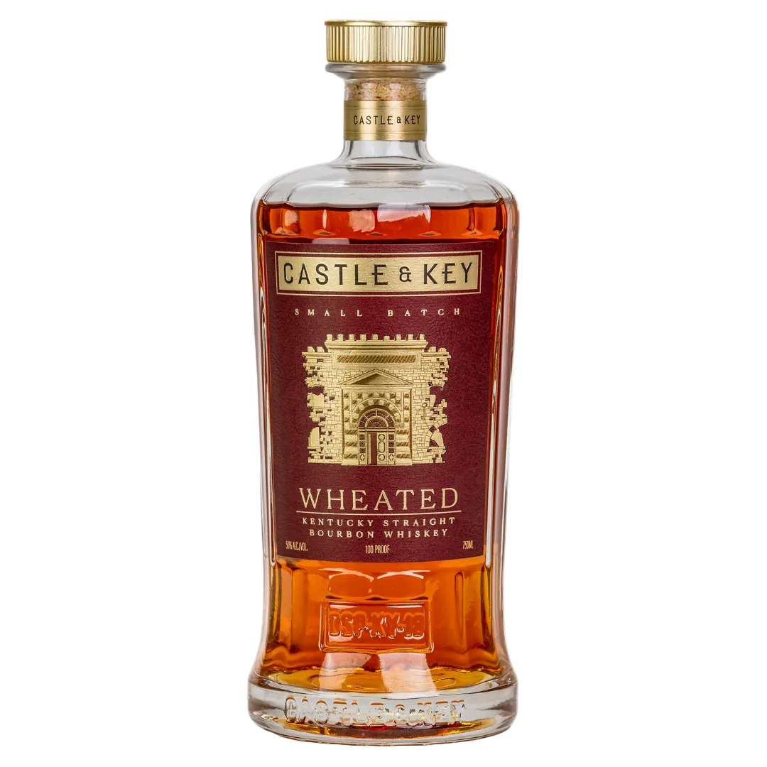 Bottle of Castle & Key wheated Kentucky straight bourbon whiskey 