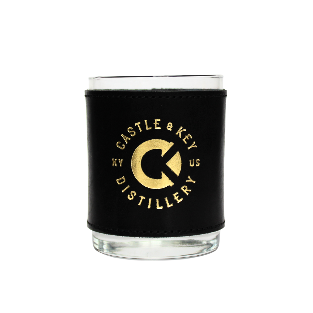 Clayton & Crume Black Leather Wrapped Glass