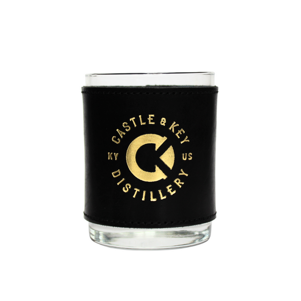 Clayton & Crume Black Leather Wrapped Glass