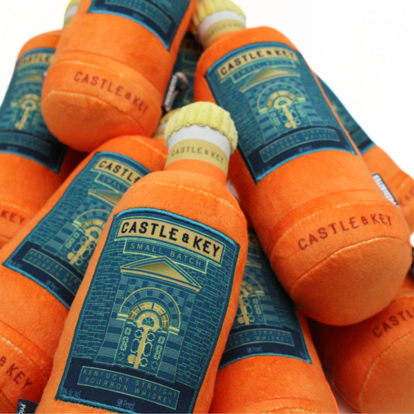 plush liquor bottle dog toy 